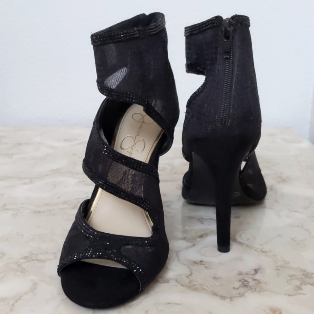Jessica Simpson, 9M black lace with leather soles